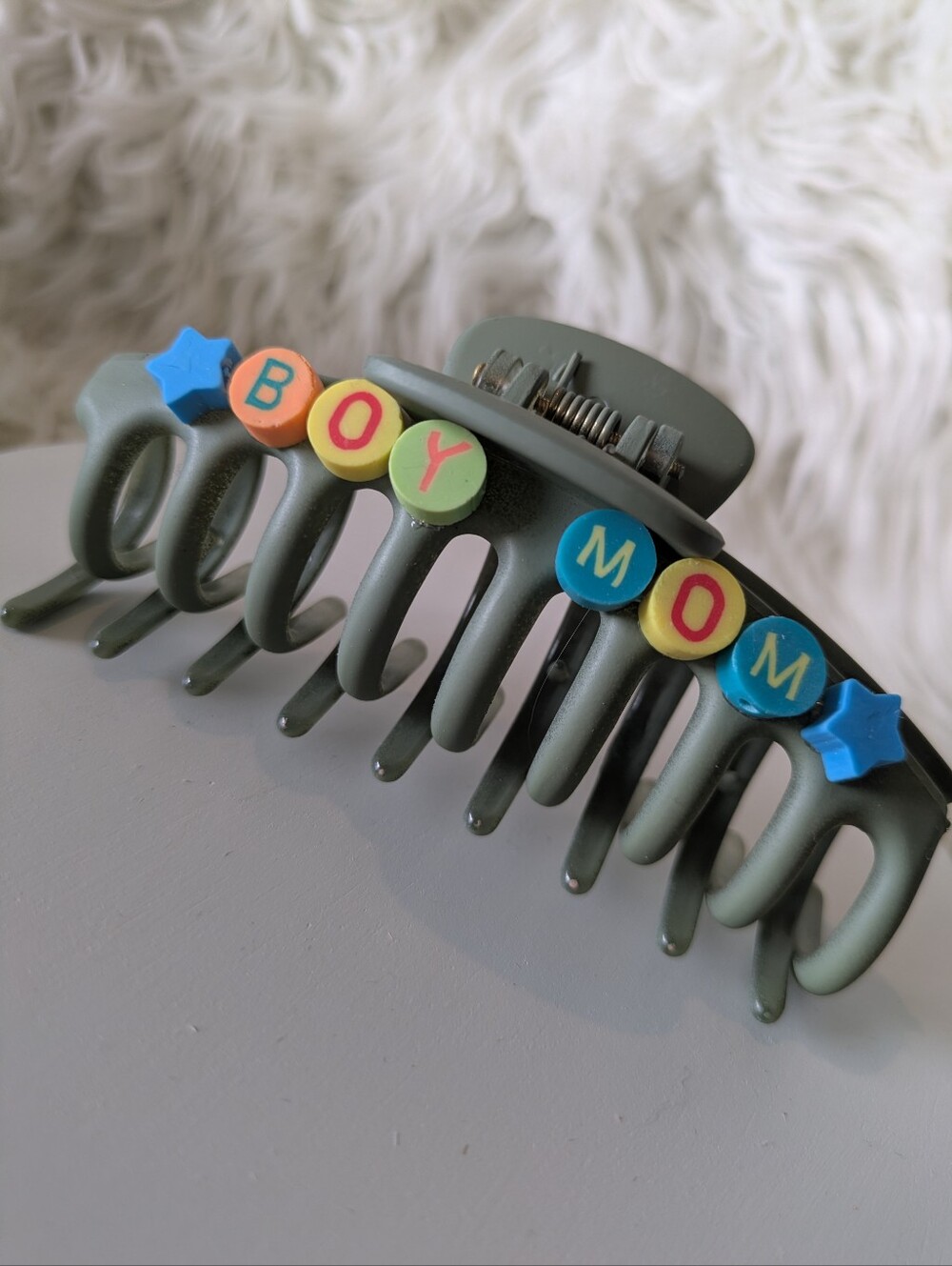 Boy Mom Hair Clip Claw Style Handcrafted | NWT
